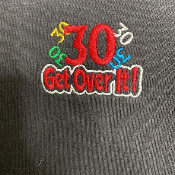ALL SPORTS Vintage “Get Over It 30” Black  100% Cotton Single Stitch T Shirt L - Picture 3 of 6